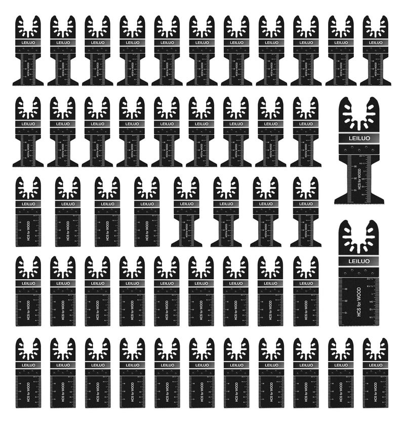 LEILUO 50Pcs Multitool Blade Kits for Wood Nails Drywall Cutting Oscillating Saw Blades Universal Oscillating Tool Blades with Storage Bag Compatible with DeWalt Makita Dremel and More - Image 1